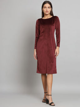 Powersutra - Stretch Velvet Dress- Maroon