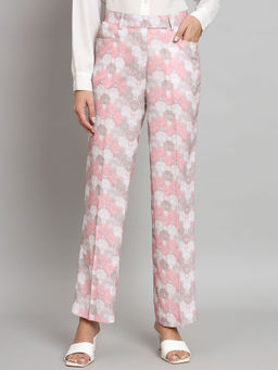 Powersutra - Printed Straight Fit Trouser- Pink