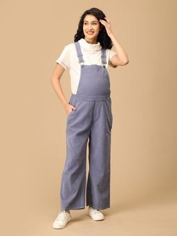 The Mom Store - Powder Blue Corduroy Maternity Dungaree