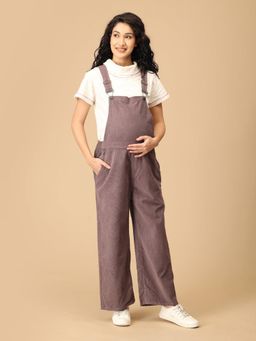 The Mom Store - Taupe Corduroy Maternity Dungaree