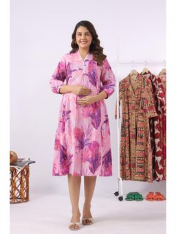 CRAFIQA - Lavender Bloom Garden Cotton Maternity - Nursing Dress