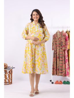 CRAFIQA - Sunburst Paisley Cotton Maternity - Nursing Dress