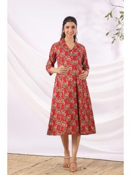 CRAFIQA - Rajasthani Leaf Motif Cotton Maternity - Nursing Dress