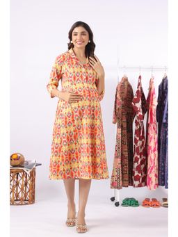 CRAFIQA - Rangrez Ikat Cotton Maternity - Nursing Dress