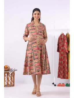 CRAFIQA - Boho Mosaic Cotton Maternity - Nursing Dress