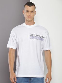 Calvin Klein - White Logo Relaxed Fit Cotton T-Shirt