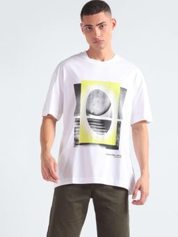 Calvin Klein - White Graphic Relaxed Fit Cotton T-Shirt