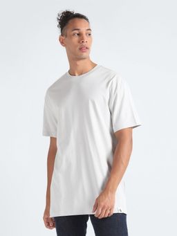 Calvin Klein - Off White Solid Relaxed Fit Cotton T-Shirt