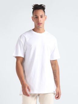 Calvin Klein - White Solid Relaxed Fit Cotton T-Shirt