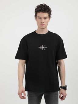 Calvin Klein - Black Embroidered Logo Relaxed Fit Cotton T-Shirt
