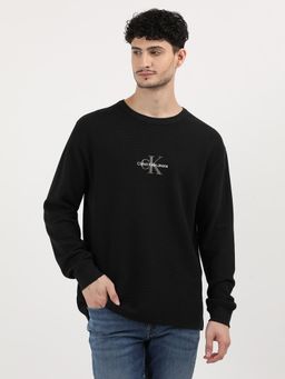 Calvin Klein - Embroidered Logo Relaxed Fit Black Cotton T-Shirt