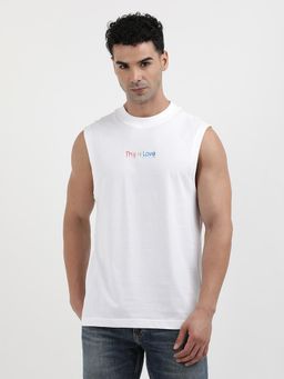 Calvin Klein - White Printed Regular Fit Cotton T-Shirt