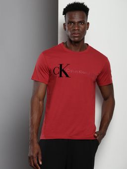 Calvin Klein - Red Logo Slim Fit Cotton T-Shirt