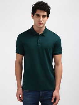 Calvin Klein - Green Solid Regular Fit Cotton Polo T-Shirt