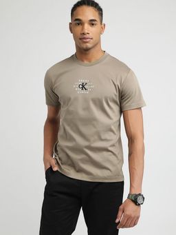 Calvin Klein - Brown Printed Regular Fit Cotton T-Shirt