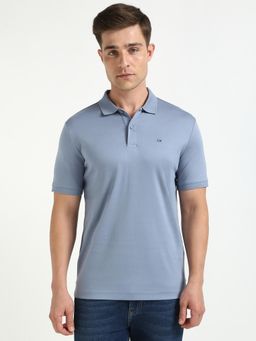 Calvin Klein - Blue Solid Slim Fit Cotton Polo T-Shirt