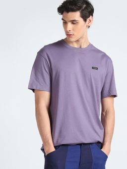Calvin Klein - Purple Solid Relaxed Fit Cotton T-Shirt
