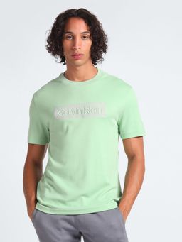 Calvin Klein - Green Embroidered Logo Regular Fit Cotton T-Shirt