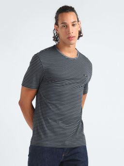 Calvin Klein - Black Striped Regular Fit Cotton T-Shirt