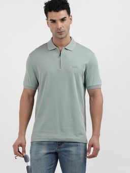 Calvin Klein - Green Solid Regular Fit Cotton Polo T-Shirt