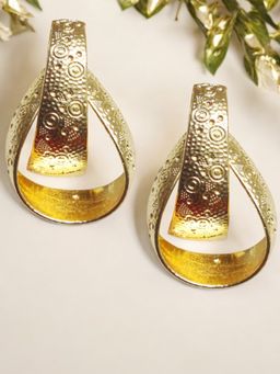 OOMPH - Gold Large Drop Earrings Bold Gold Look for Women Stylish Latest