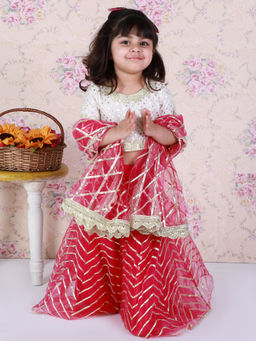 Tiny Pants - Rani Pink Gota Detailed Lehnga With Chanderi Top (Set of 3)