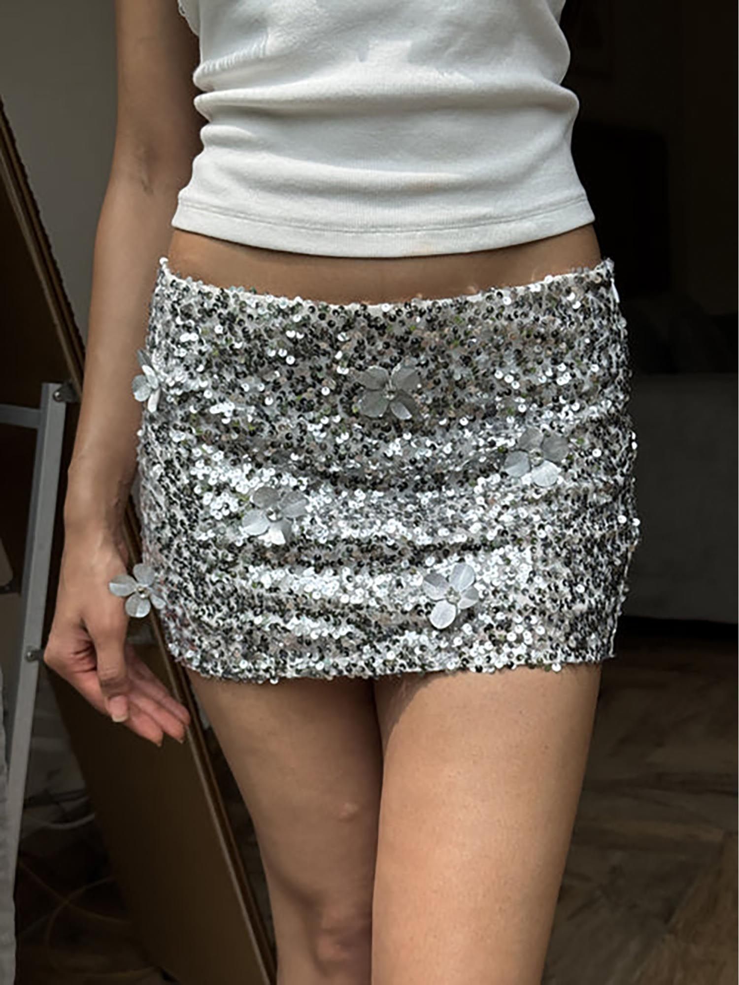 Silver Sequin Mini Skirt-picture-14