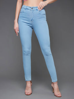 Miss Chase - Women Light Blue Skinny High Rise Clean Look Stretchable Denim Jeans