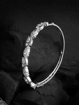Adwitiya - Women Rhodium-Plated Stone-Studded Bracelet