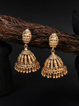 Adwitiya - Women Gold-Plated Laxmi Temple Jhumkis