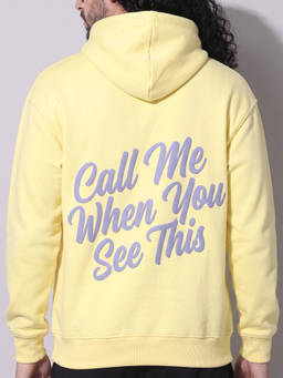 Griffel - Yellow Text Printed Oversized Hoodie