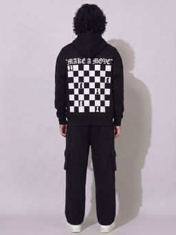 Griffel - Black Checks Printed Oversize Hoodie