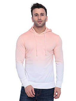 GRITSTONES - Men Peach-White Ombre Full Sleeves Hoodie