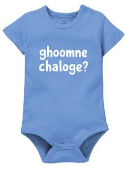 Zeezeezoo - Blue Typography Printed Pure Cotton Bodysuit