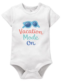 Zeezeezoo - White Printed Pure Cotton Baby Bodysuit