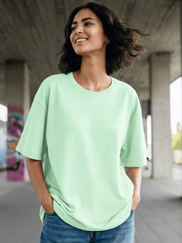 Bewakoof - Women's Green Oversized Fit T-shirt