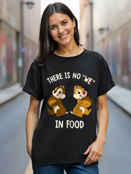 Bewakoof - Women's Black No We in Food Graphic Printed Boyfriend T-shirt