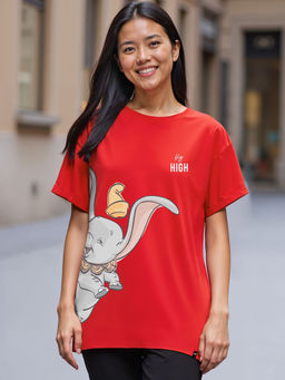 Bewakoof - Women's Red Fly High Graphic Printed Boyfriend T-shirt