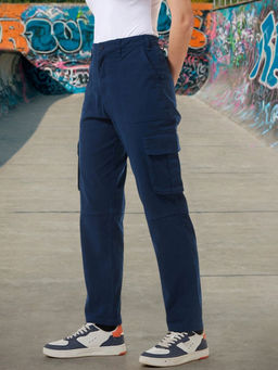 Bewakoof - Womens Blue Straight Cargo Pant