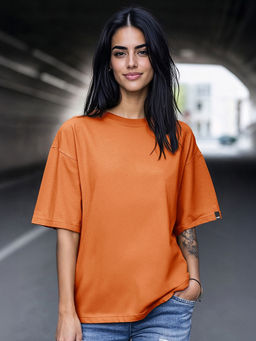 Bewakoof - Women's Orange Oversized T-shirt