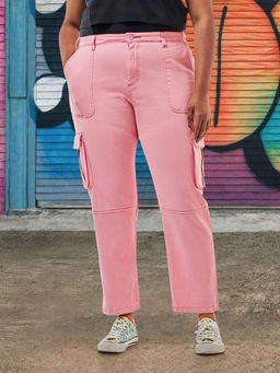 Bewakoof - Women's Pink Plus Size Cargo Pants