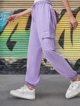 Bewakoof - Air 1.0 Women's Purple Super Loose Fit Cargo Joggers