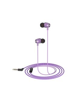 Portronics - Conch 80 in Ear Wired Earphones with Mic 10mm Dynamic Drivers 3.5mm Extra Bass (Purple)