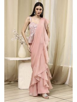 Biba - Women Embellished Party Saree with Stitched Blouse