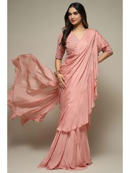 Biba - Women Embroidered Ready To Wear Saree with Stitched Blouse