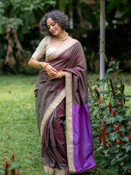 Suta - Purple Pure Cotton Saree without Blouse