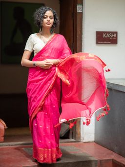 Suta - Pink Pure Cotton Saree without Blouse