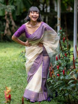 Suta - White Pure Cotton Saree without Blouse