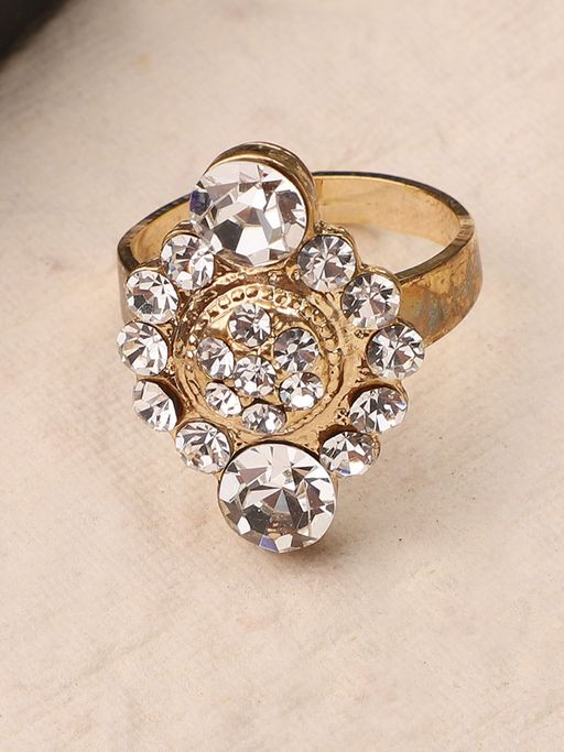 Anika's Creations Anika's Creation Stone Studded Gold Plated Designer Ring