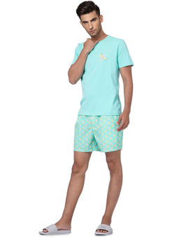 Jack & Jones - Blue T-shirt &amp; Printed Shorts Set